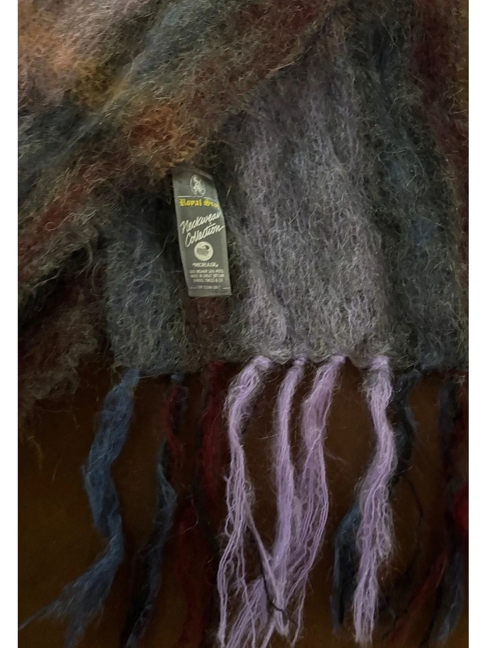 Vintage Royal Scotland mohair and wool scarf with a fringed edge